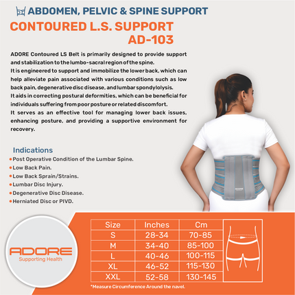 Adore Contoured Lumbo-Sacral Support for Herniated Disc & Lumbar Spine Recovery | AD-103