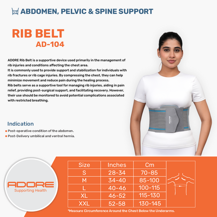 Adore Rib Belt for Rib Fracture, Chest Pain & Intercostal Muscle Strain | AD-104