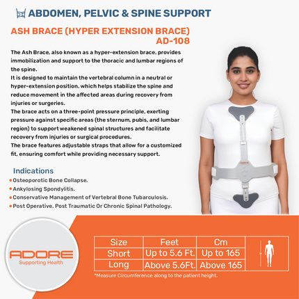 Adore ASH Hyperextension Brace for Spinal Immobilization & Vertebral Support | AD-108
