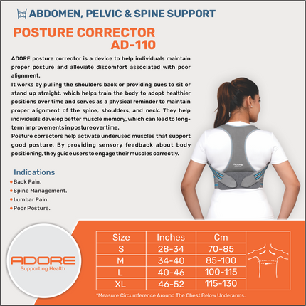 Adore Posture Corrector for Back Pain, Spine Misalignment & Poor Posture | AD-110