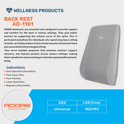 Adore Back Rest Cushion for Lower Back Pain, Poor Posture & Pregnancy Discomfort | AD-1101
