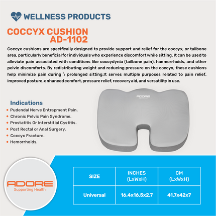Adore Coccyx Cushion Seat for Tailbone Pain, Haemorrhoids, Coccyx Fracture & Pelvic Pain | AD-1102