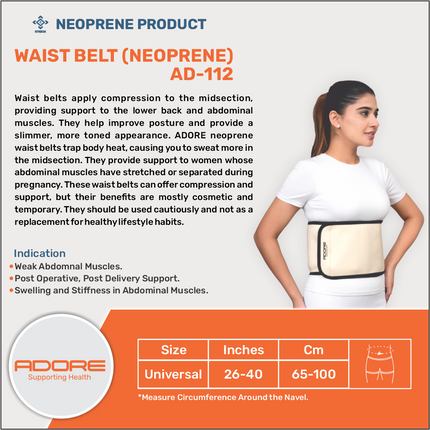 Adore Neoprene Waist Belt for Abdominal Muscle Support & Post-Operative Recovery | AD-112
