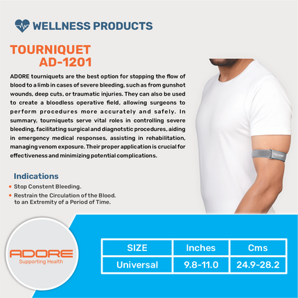 Adore Medical Tourniquet for Emergency Bleeding Control & Blood Flow Restriction | AD-1201