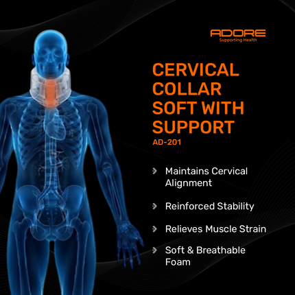Adore Cervical Collar Soft With Support for Neck Pain & Moderate Cervical Stabilisation | AD-201