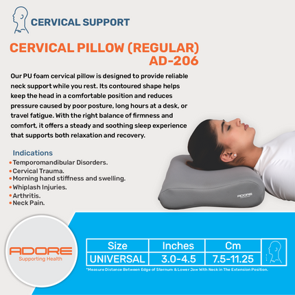 Adore Regular Cervical Pillow for Neck Support & Cervical Vertebrae Alignment | AD-206