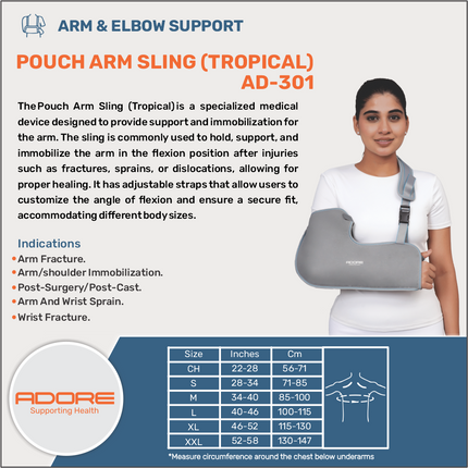 Adore Pouch Arm Sling Tropical for Arm Fracture, Wrist Fracture & Post-Surgery | AD-301