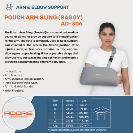 Adore Pouch Arm Sling Baggy for Post-Cast & Post-Surgery Arm Support | AD-306