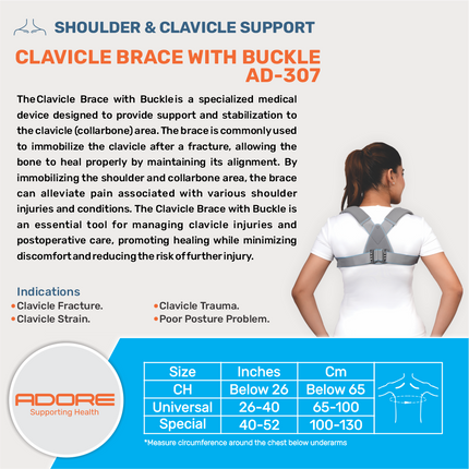 Adore Clavicle Brace with Buckle for Clavicle Fracture & Posture Support | AD-307