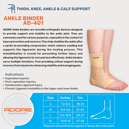 Adore Ankle Binder for Supination Injuries, Ligament Instability & Ankle Support | AD-401