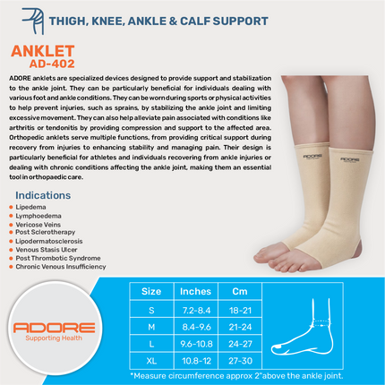 Adore Anklet for Lymphoedema, Varicose Veins & Chronic Venous Insufficiency | AD-402