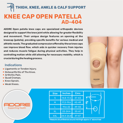 Adore Knee Cap Open Patella for Osteoarthritis, Ligament Injury & Knee Pain | AD-404