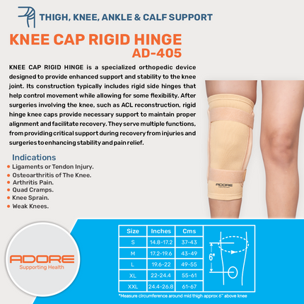 Adore Knee Cap Rigid Hinge for Ligament Instability, Osteoarthritis & Knee Sprain | AD-405