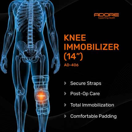 Adore Knee Immobilizer 14 Inch for Ligament Injury, Tibial Fractures & Post-Op Care | AD-406