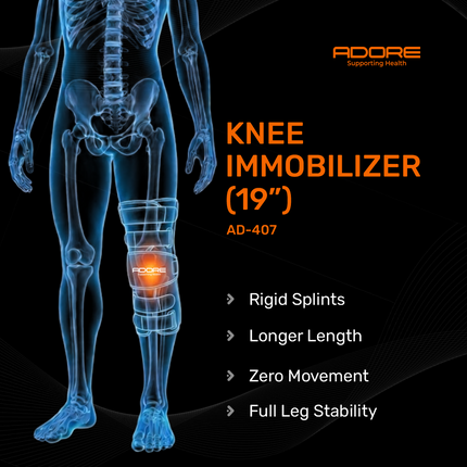 Adore Knee Immobilizer 19 Inch for Ligament Injury, Knee Fractures & Post-Op Recovery | AD-407