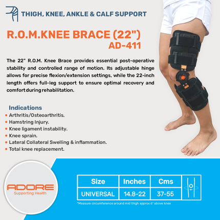 Adore R.O.M. Knee Brace for Knee Replacement, Ligament Instability & Osteoarthritis | AD-411