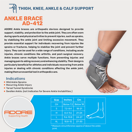 Adore Ankle Brace for Ankle Sprains, Tarsal Tunnel Syndrome & Swollen Ankle | AD-412