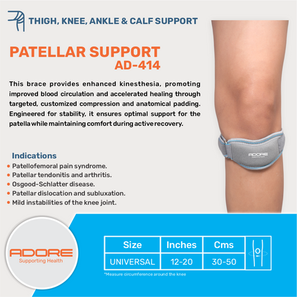 Adore Patellar Support for Patellofemoral Pain, Osgood-Schlatter & Patellar Dislocation | AD-414