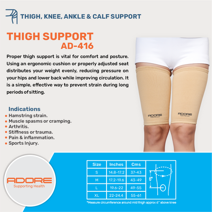 Adore Thigh Support for Hamstring Strain, Muscle Spasms & Sports Injury | AD-416