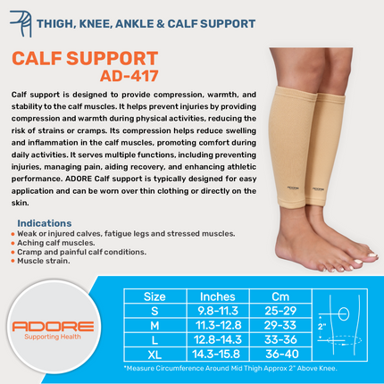 Adore Calf Support for Calf Strain, Muscle Cramps & Fatigued Legs | AD-417