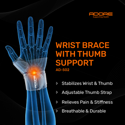 Adore Wrist Brace with Thumb Support for Wrist & Thumb Sprains, Tendonitis | AD-502