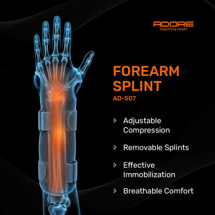 Adore Forearm Splint for Post-Surgery, Kienbock's Disease & Arthritic Hand Positioning | AD-507