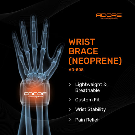 Adore Neoprene Wrist Brace for Tendonitis, Wrist Arthritis & Sports Prophylaxis | AD-508