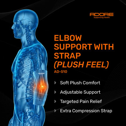 Adore Elbow Support with Strap (Plush Feel) for Tennis Elbow & Golfer's Elbow | AD-510