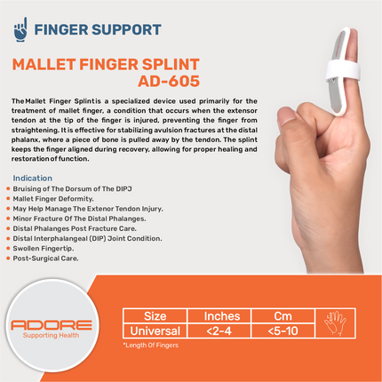 Adore Mallet Finger Splint for Mallet Finger Deformity & Extensor Tendon Injury | AD-605
