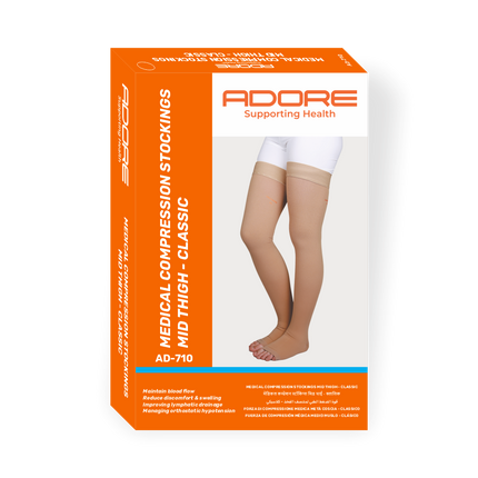 Adore Medical Compression Stocking Mid Thigh Classic for Venous Disease & Lymphatic Drainage | AD-710