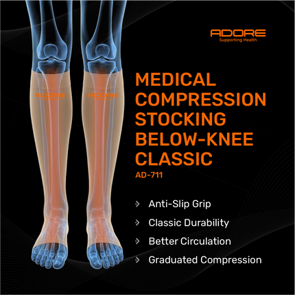 Adore Medical Compression Stocking Below Knee Classic for Venous Disease & Oedema | AD-711