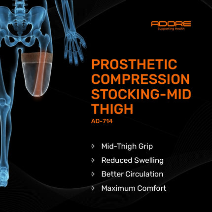 Adore Prosthetic Compression Stocking Mid Thigh for Amputees & DVT Prevention | AD-714