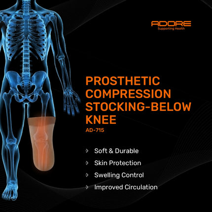 Adore Prosthetic Compression Stocking Below Knee for Below-Knee Amputees & DVT Prevention | AD-715