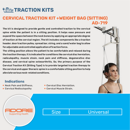 Adore Cervical Traction Kit (Sitting) for Cervical Disc Herniation, Neck Pain & Radiculopathy | AD-719