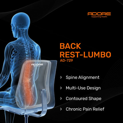 Adore Lumbo Back Rest for Lumbar Support, Posture Improvement & Musculoskeletal Relief | AD-729