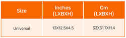 Size chart