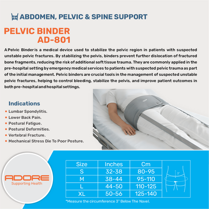 Adore Pelvic Binder for Lumbar Spondylitis, Vertebral Fractures & Pelvic Support | AD-801
