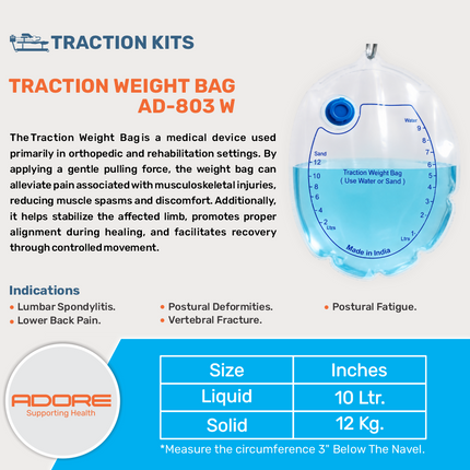 Adore Traction Weight Bag for Pelvic & Lumbar Traction Therapy | AD-803W