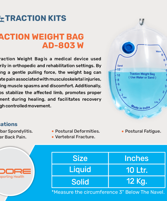 Adore Traction Weight Bag for Pelvic & Lumbar Traction Therapy | AD-803W