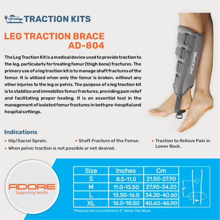 Adore Leg Traction Brace for Hip Pain, Femur Fractures & Lower Back Traction | AD-804