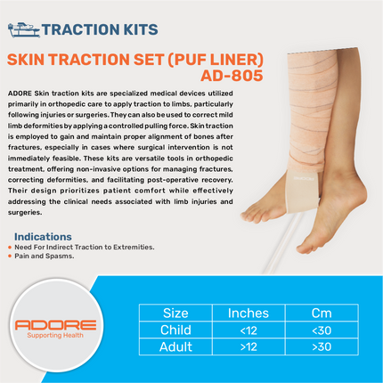 Adore Skin Traction Set for Indirect Extremity Traction & Pain Management | AD-805