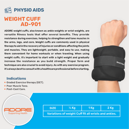 Adore Weight Cuff for Graded Exercise Therapy, Muscle Toning & Post-Cast Recovery | AD-901