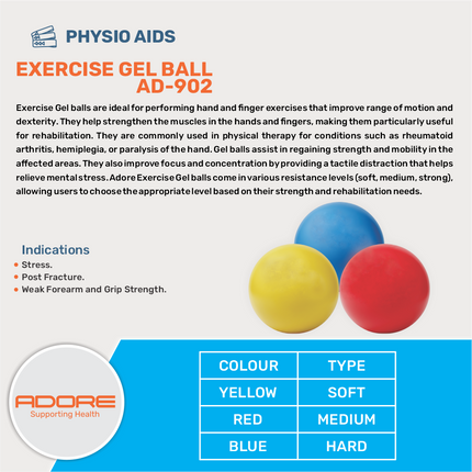 Adore Exercise Gel Ball for Hand Rehabilitation, Grip Strength & Stress Relief | AD-902