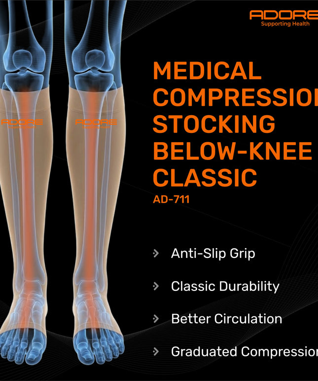 Adore Medical Compression Stocking Below Knee Classic for Venous Disease & Oedema | AD-711