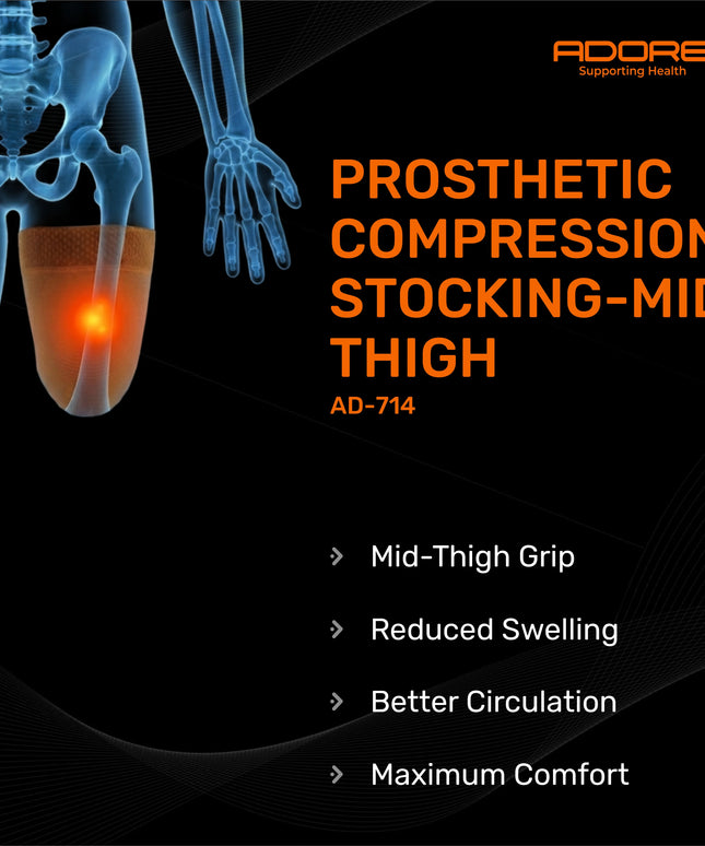 Adore Prosthetic Compression Stocking Mid Thigh for Amputees & DVT Prevention | AD-714