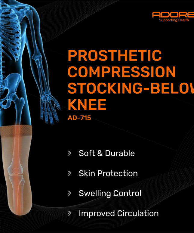 Adore Prosthetic Compression Stocking Below Knee for Below-Knee Amputees & DVT Prevention | AD-715
