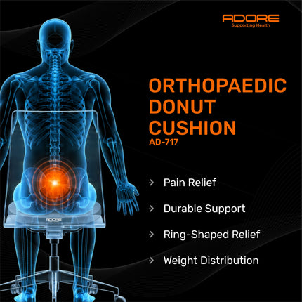 Adore Orthopaedic Donut Pillow for Coccyx Pain, Post-Delivery Recovery & Haemorrhoids | AD-717